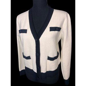 Ellandemm Cardigan Sweater Women S/M Cream/Black collegiate american prep